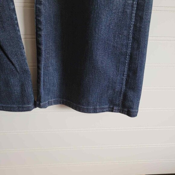 7 For all Mankind Bootcut Jeans Womens Size 31 Dark Blue Distressed Whiskering - Picture 2 of 9